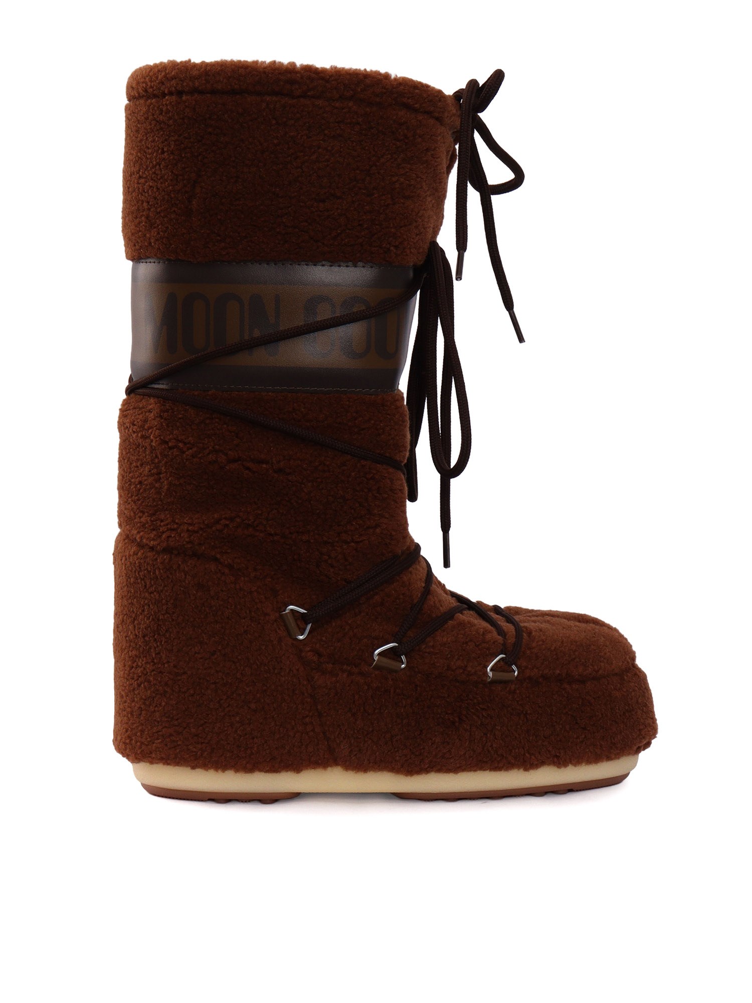 Moon Boot Faux Shearling Lace-up Winter Boots In Animal Print