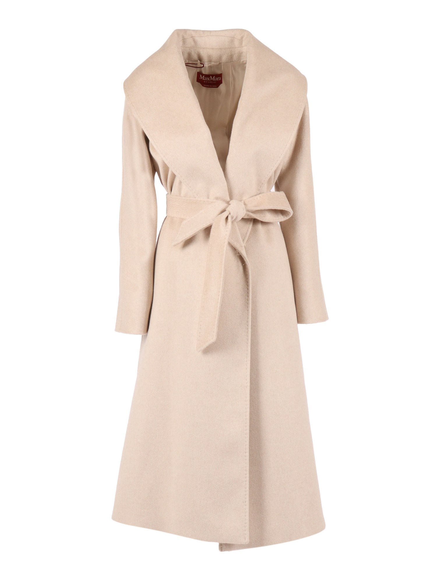 Max Mara Studio Belted Coat In Pink