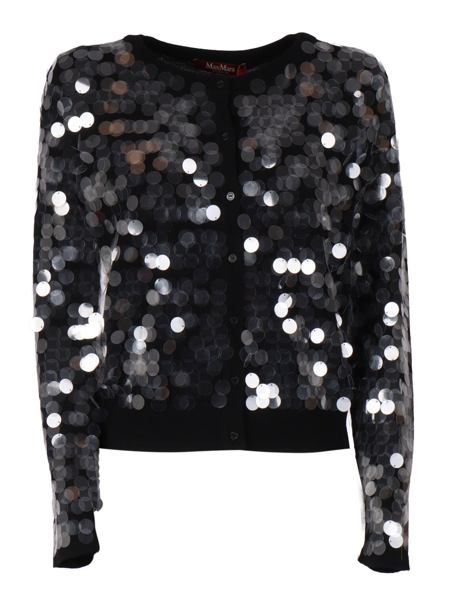 Max Mara Studio Necton Sequin Embellished Knit Cardigan In Black