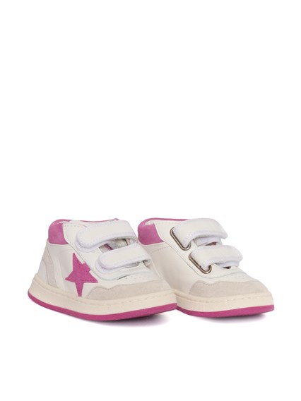 Golden Goose SNEAKERS JUNE BASKET NAPPA UPPER SUEDE TOE STAR HEEL AND SPUR WHITE/PINK/GRAY
