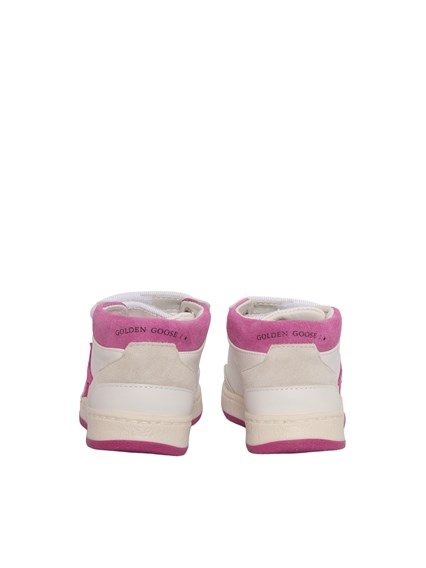 Golden Goose SNEAKERS JUNE BASKET NAPPA UPPER SUEDE TOE STAR HEEL AND SPUR WHITE/PINK/GRAY