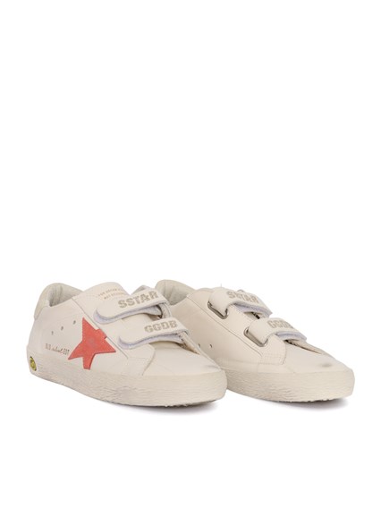 Golden Goose SNEAKERS OLD SCHOOL LEATHER UPPER AND TOE SUEDE STAR AND HEEL WHITE/PEACH/EGGNOG