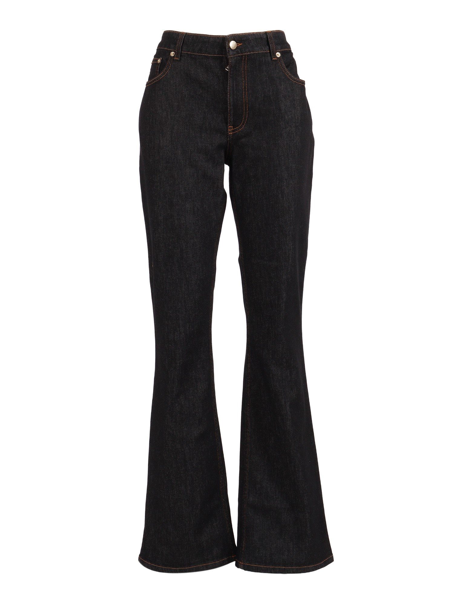 Fabiana Filippi Slim Fit Bootcut 5 Pocket Jeans With Knit Back Pocket In Blue