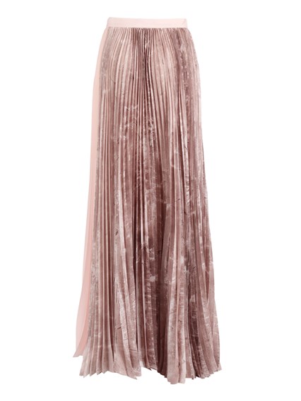 FABIANA FILIPPI PLEATED PRINTED SATIN WIDE LONG SKIRT