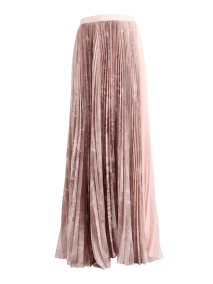 FABIANA FILIPPI PLEATED PRINTED SATIN WIDE LONG SKIRT