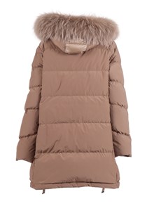 Diego M MICRO-PADDED JACKET WITH WHITE RACCOON FUR DETAILS