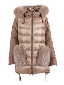 Diego M MICRO-PADDED JACKET WITH WHITE RACCOON FUR DETAILS