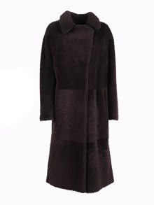 Diego M NAPPED SHEARLING COAT WITH LASER-CUT INSERTS ON THE COLLAR.