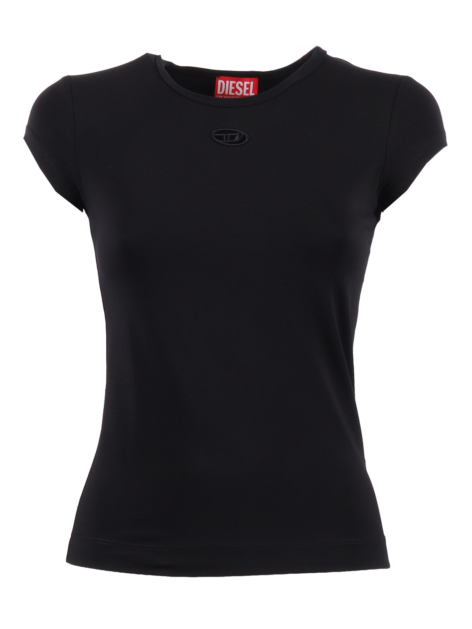 Diesel Women Black Stretch Jersey Logo T-angie-od T-shirt In Black