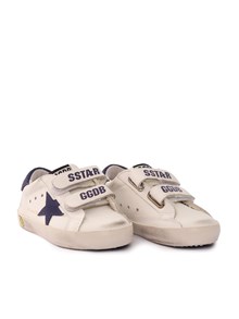 Golden Goose SNEAKERS OLD SCHOOL LEATHER UPPER SUEDE STAR AND HEEL WHITE/BLUE DEPTHS