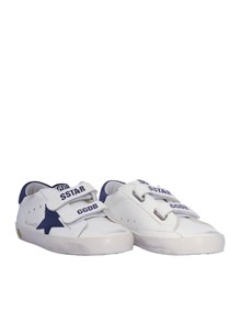 Golden Goose SNEAKERS OLD SCHOOL LEATHER UPPER SUEDE STAR AND HEEL WHITE/BLUE DEPTHS