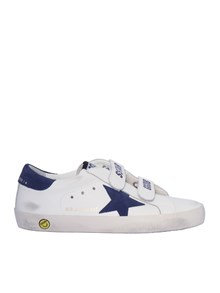 Golden Goose SNEAKERS OLD SCHOOL LEATHER UPPER SUEDE STAR AND HEEL WHITE/BLUE DEPTHS