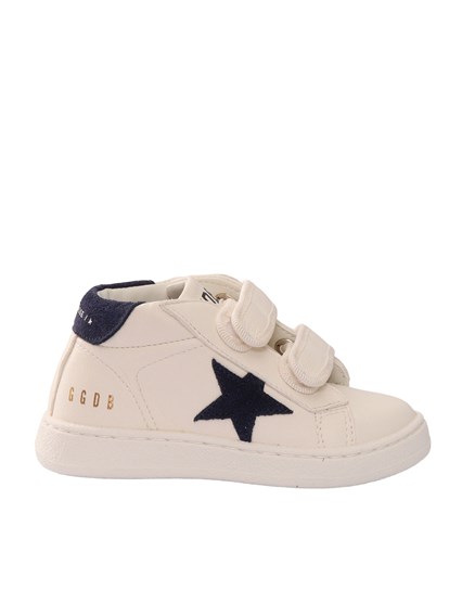 Golden Goose SNEAKERS JUNE NAPPA UPPER SUEDE STAR AND HEEL WHITE/DARK BLUE