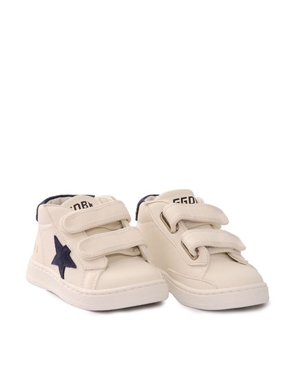 Golden Goose SNEAKERS JUNE NAPPA UPPER SUEDE STAR AND HEEL WHITE/DARK BLUE