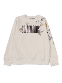 Golden Goose JOURNEY  UNISEX CREW NECK SWEATSHIRT BLEND COTTON FLEECE WITH PRINTED AND EMBROIDERED DOODLES