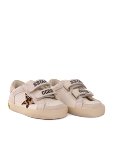 Golden Goose SNEAKERS OLD SCHOOL NAPPA AND LEATHER UPPER HORSY STAR SUEDE HEEL WHITE/BEIGE/BROWN AND BLACK LEO