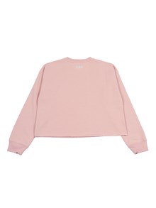 Golden Goose STAR GIRL'S CREWNECK CROP SWEATSHIRT RAW CUT HEM BLEND COTTON FLEECE WITH PATCH AND EMBROIDERY