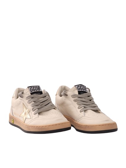 Golden Goose SNEAKERS BALLSTAR  NAPPA UPPER LAMINATED STAR AND HEEL WHITE/GOLD