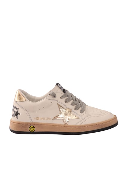 Golden Goose SNEAKERS BALLSTAR  NAPPA UPPER LAMINATED STAR AND HEEL WHITE/GOLD