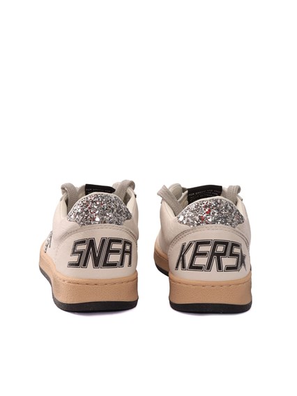 Golden Goose SNEAKERS BALLSTAR NAPPA UPPER GLITTER STAR AND HEEL WHITE/SILVER
