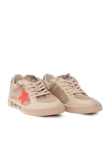 Golden Goose SNEAKERS BALL STAR NEW SUEDE UPPER WITH ORNAMENTAL STICHING SUEDE STAR AND SPUR LEATHER TOE NAPPA HEEL WITH S BEIGE/RED/BLUE