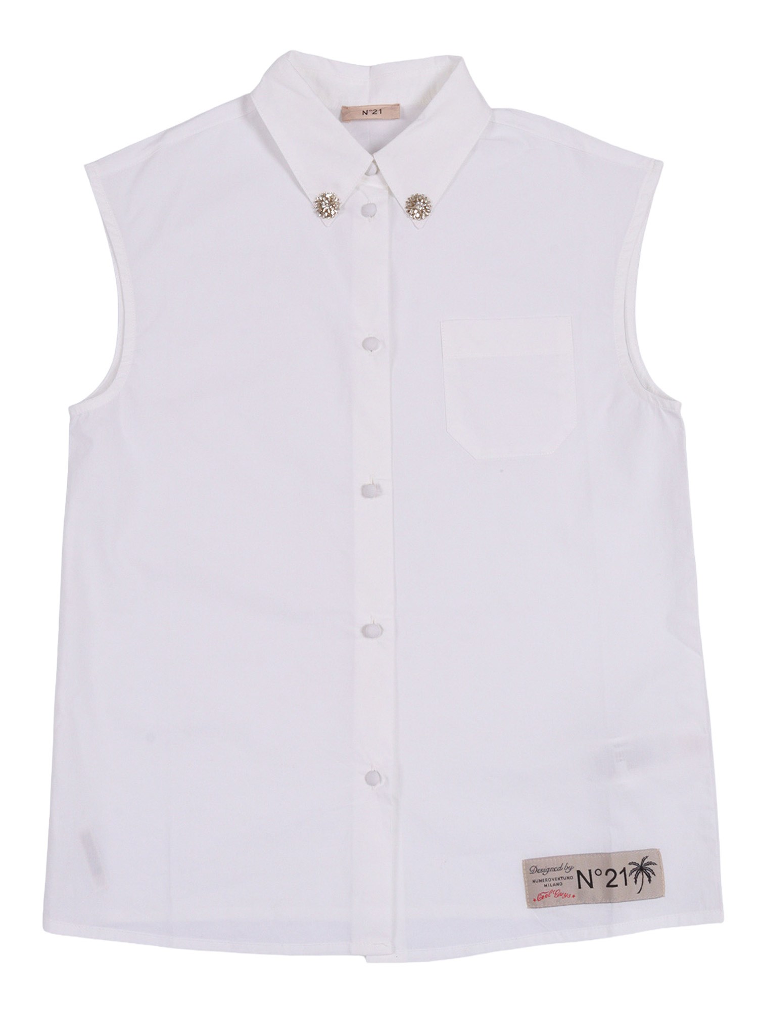 N°21 N21 Kids Logo Patch Sleeveless Shirt In Blue