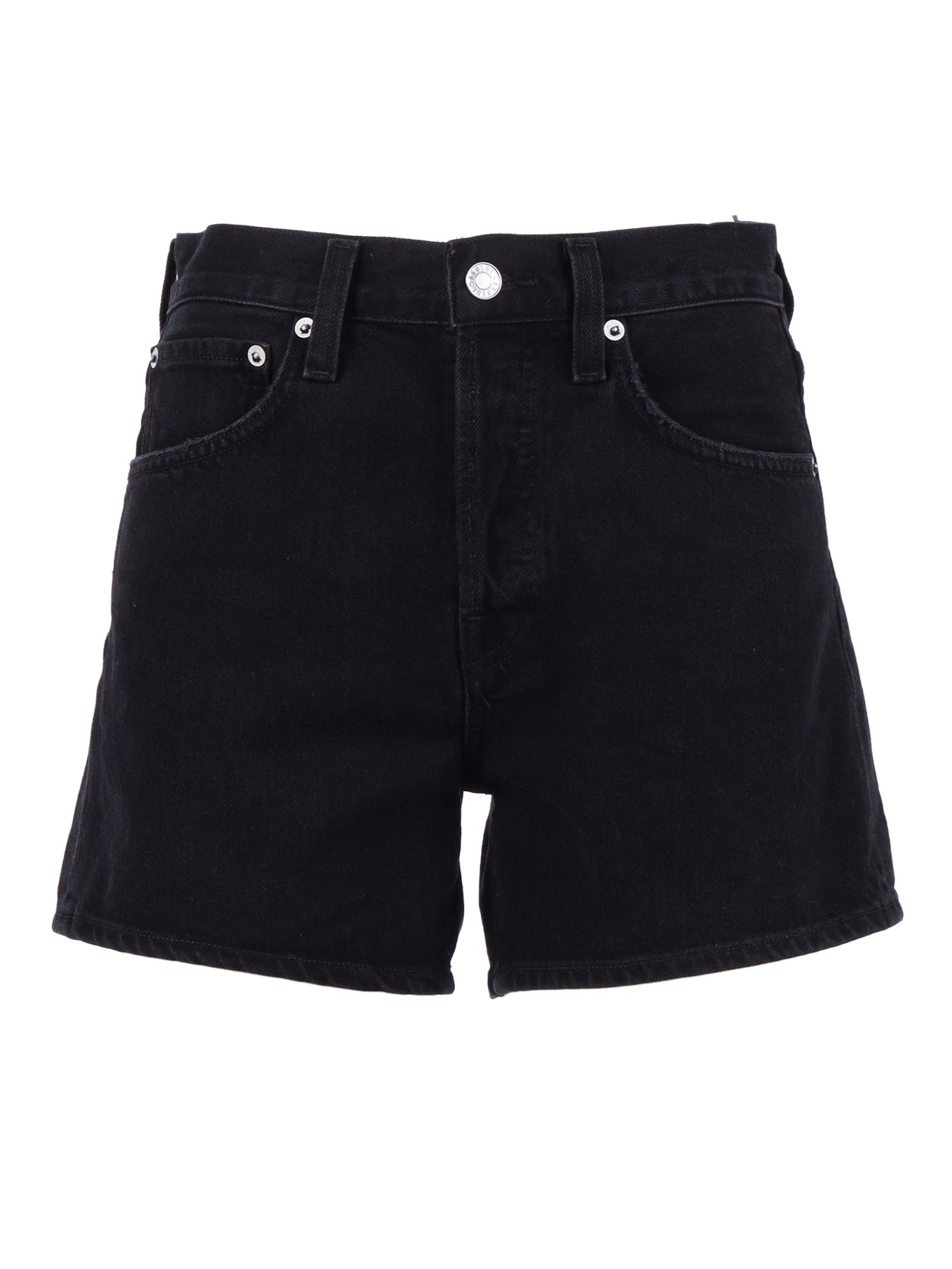 Agolde Parker Lng Loose Fit Vnt Short In Black