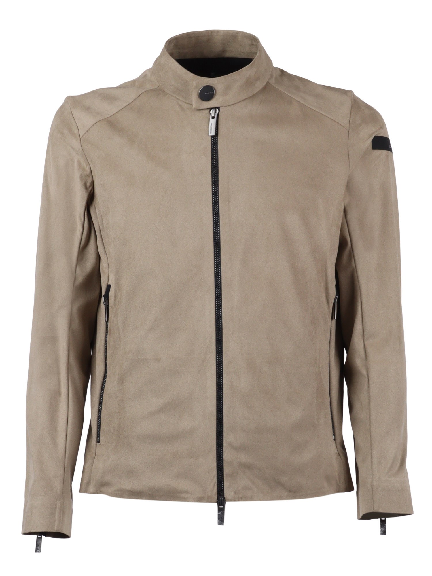 Rrd Suede-effect Stretch Technical Biker Jacket In Brown