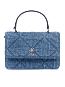 TORY BURCH Kira Diamond Quilt Denim Mini Top Handle Chain Wallet