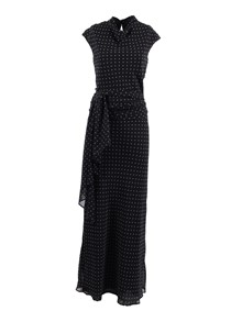 ROTATE LONG DRESS W. TIE 1000 BLACK COMB. (Slim fit)