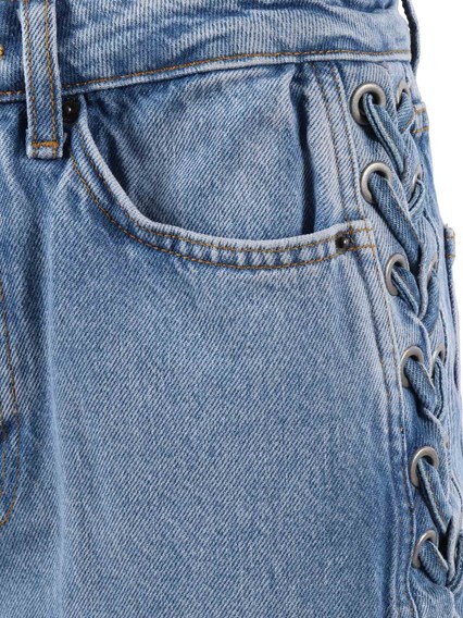 ROTATE Twisted lacing jeans HYDRANGEA (BLUE) (Tight Fit)