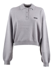 ROTATE SLINKY KNIT POLO ALLOY (LIGHT GRAY) (Regular fit)