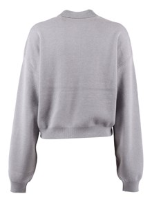 ROTATE SLINKY KNIT POLO ALLOY (LIGHT GRAY) (Regular fit)