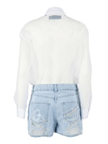 ELISABETTA FRANCHI PLAYSUIT WITH DENIM TOP AND SHORTS