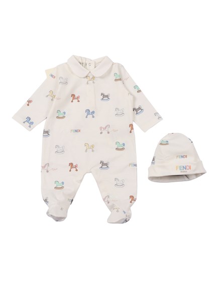 Fendi Jr LITTLE HORSES ROMPER SET
