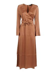 FABIANA FILIPPI ABITO INCROCIATO LUNGO IN ENVER SATIN LUCIDO COLOR VIMINI