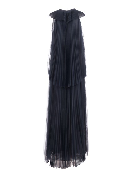 FABIANA FILIPPI PLEATED TULLE HALTER LONG DRESS