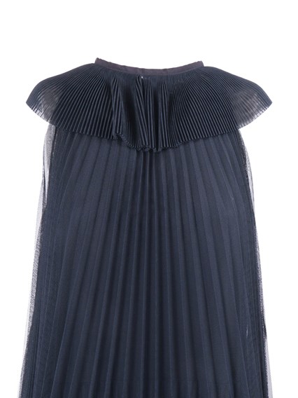 FABIANA FILIPPI PLEATED TULLE HALTER LONG DRESS