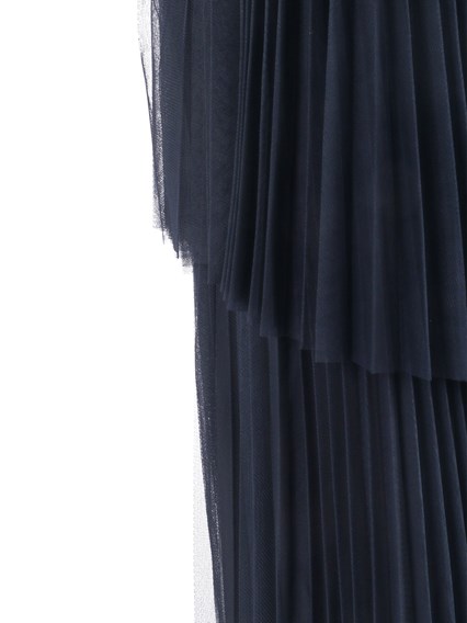 FABIANA FILIPPI PLEATED TULLE HALTER LONG DRESS