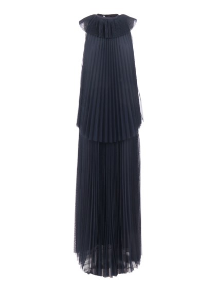 FABIANA FILIPPI PLEATED TULLE HALTER LONG DRESS