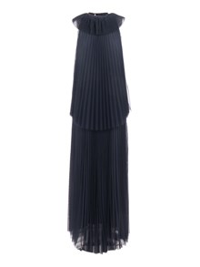 FABIANA FILIPPI PLEATED TULLE HALTER LONG DRESS