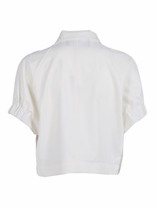 FABIANA FILIPPI GIACCA CROPPED DOPPIO PETTO MANICA CORTA,FRESCOLANA TECNICO COLOR BURRO