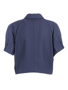 FABIANA FILIPPI GIACCA CROPPED DOPPIO PETTO MANICA CORTA,FRESCOLANA TECNICO COLOR BLU NOTTE