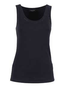 FABIANA FILIPPI RIBBED JERSEY TANK TOP WITH FILO DIAMANTE