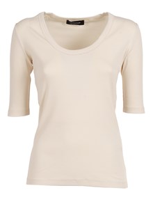FABIANA FILIPPI T-SHIRT IN JERSEY COSTINA MANICA AL GOMITO CON SCOLLO U COLOR BURRO