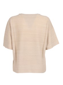 FABIANA FILIPPI MAXI T-SHIRT IN LANA COTONE PUNTO LINKS LUREX COLOR BURRO