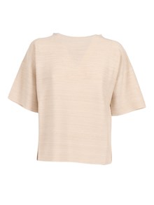 FABIANA FILIPPI MAXI T-SHIRT IN LANA COTONE PUNTO LINKS LUREX COLOR BURRO