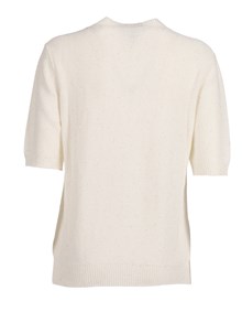 FABIANA FILIPPI MAGLIA GIROCOLLO MANICA CORTA IN PAILLETTES LINO COLOR BIANCO