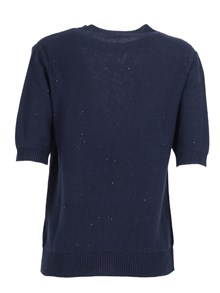 FABIANA FILIPPI MAGLIA GIROCOLLO MANICA CORTA IN PAILLETTES LINO COLOR BLU NOTTE