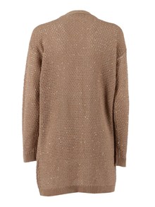 FABIANA FILIPPI CARDIGAN OVERSIZE IN FETTUCCIA COTONE PUNTO BRILLANTE COLOR ACERO